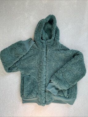 all in motion Plush Hooded Sherpa Jacket in Teal Green (Girls)